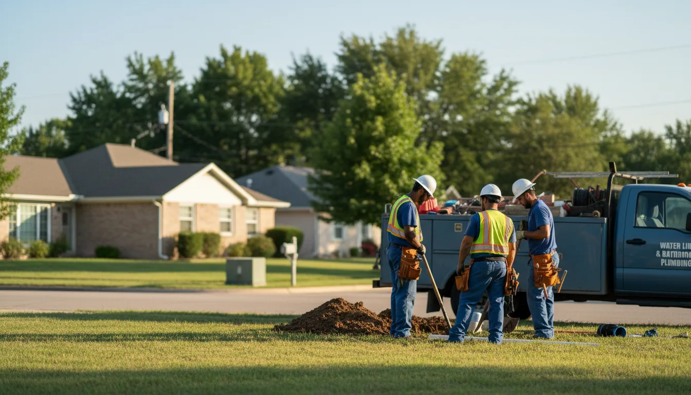 Residential water line and bathroom plumbing service in Emerson, IA